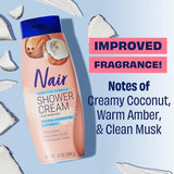 NAIR Sensitive Shower Cream Hair Remover with Natural Coconut Oil and Vitamin E, 12 oz