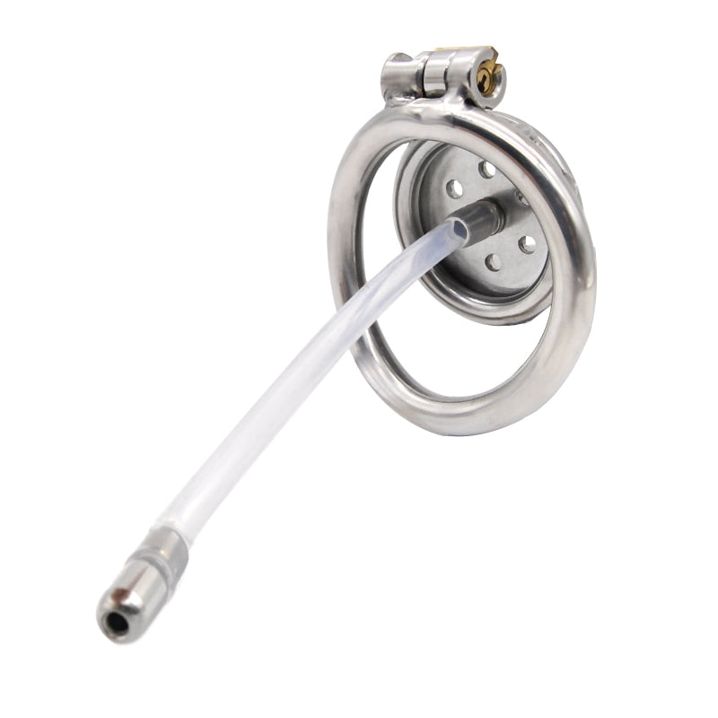 Super Small Flat Metal Cock Lock Chastity Device with Steel Arc