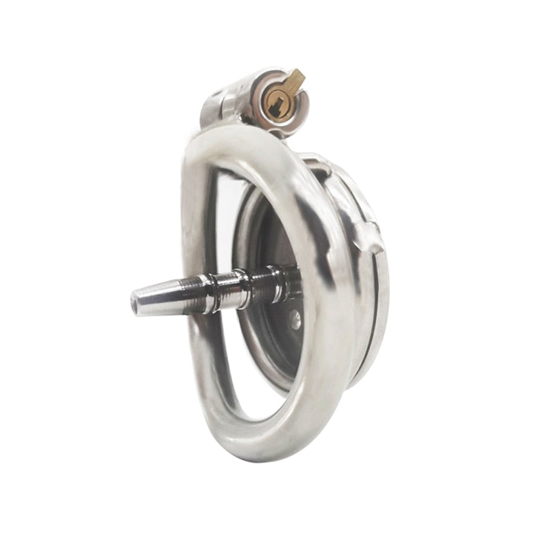 Super Small Flat Metal Cock Lock Chastity Device with Steel Arc