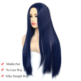 Dark Blue Straight Synthetic Wigs
