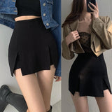 Slutty Double-Slit Black Mini Skirt