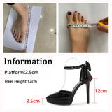 Sissy Back Bow Platform High Heeled Shoes with Ankle Buckle