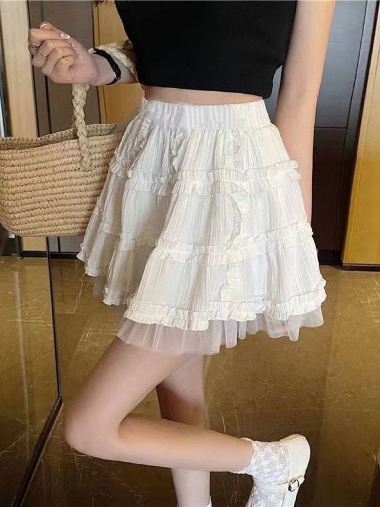 Sissy Ruffle Lace Mini Skirt