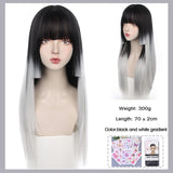 Long Straight Synthetic Wig with Bangs - Multiple Styles