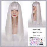 Long Straight Synthetic Wig with Bangs - Multiple Styles