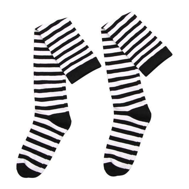 Black White Striped Knee-high Stockings - 1 pair