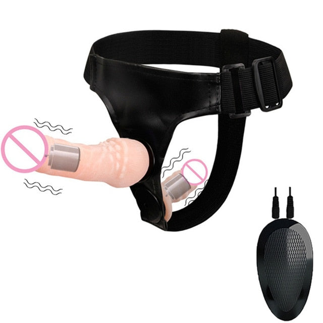 Double Dildo Pegging Harness with remote control