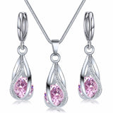Crystal Pendant Necklace & Drop Earrings